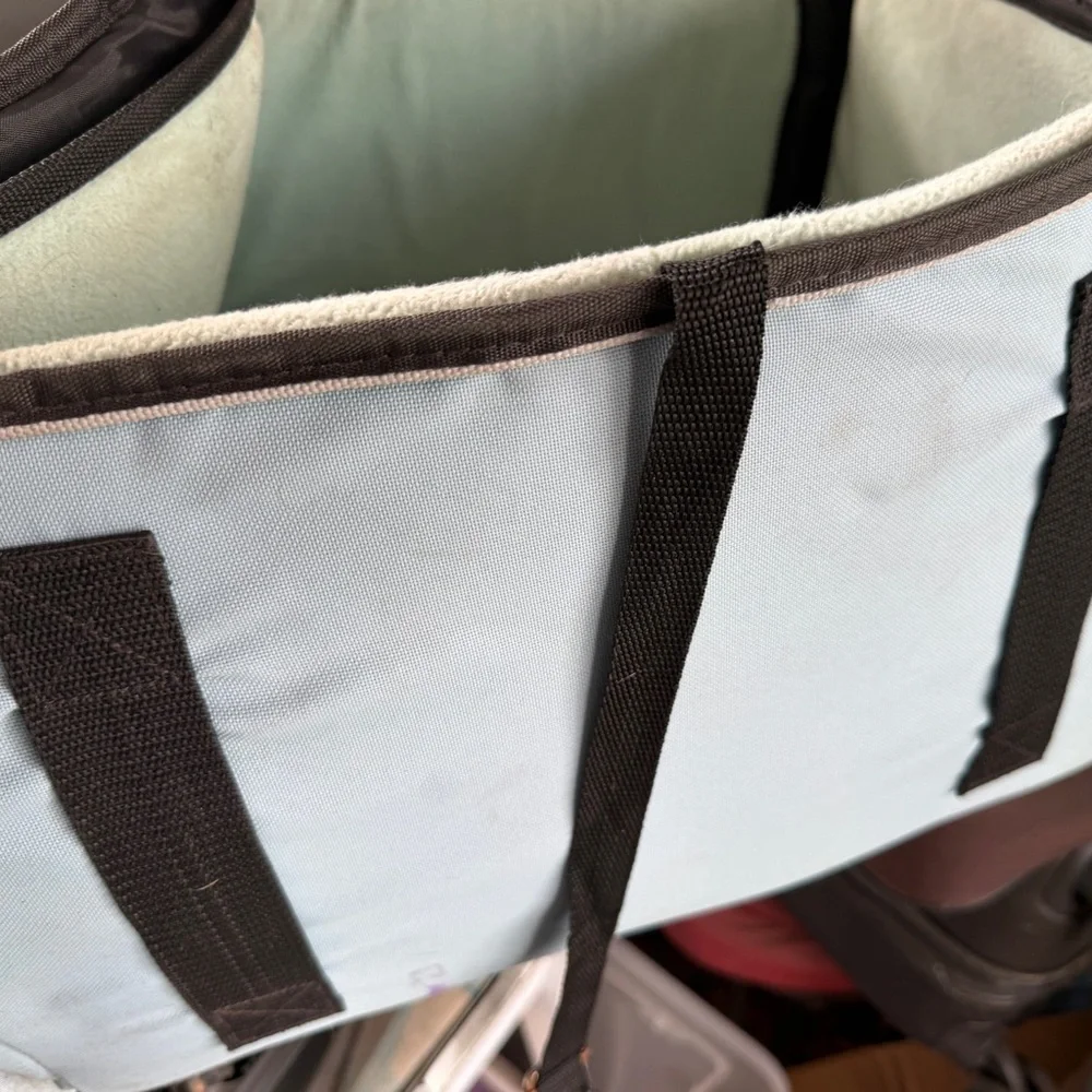 Light Blue Organizer Tote with Black Straps